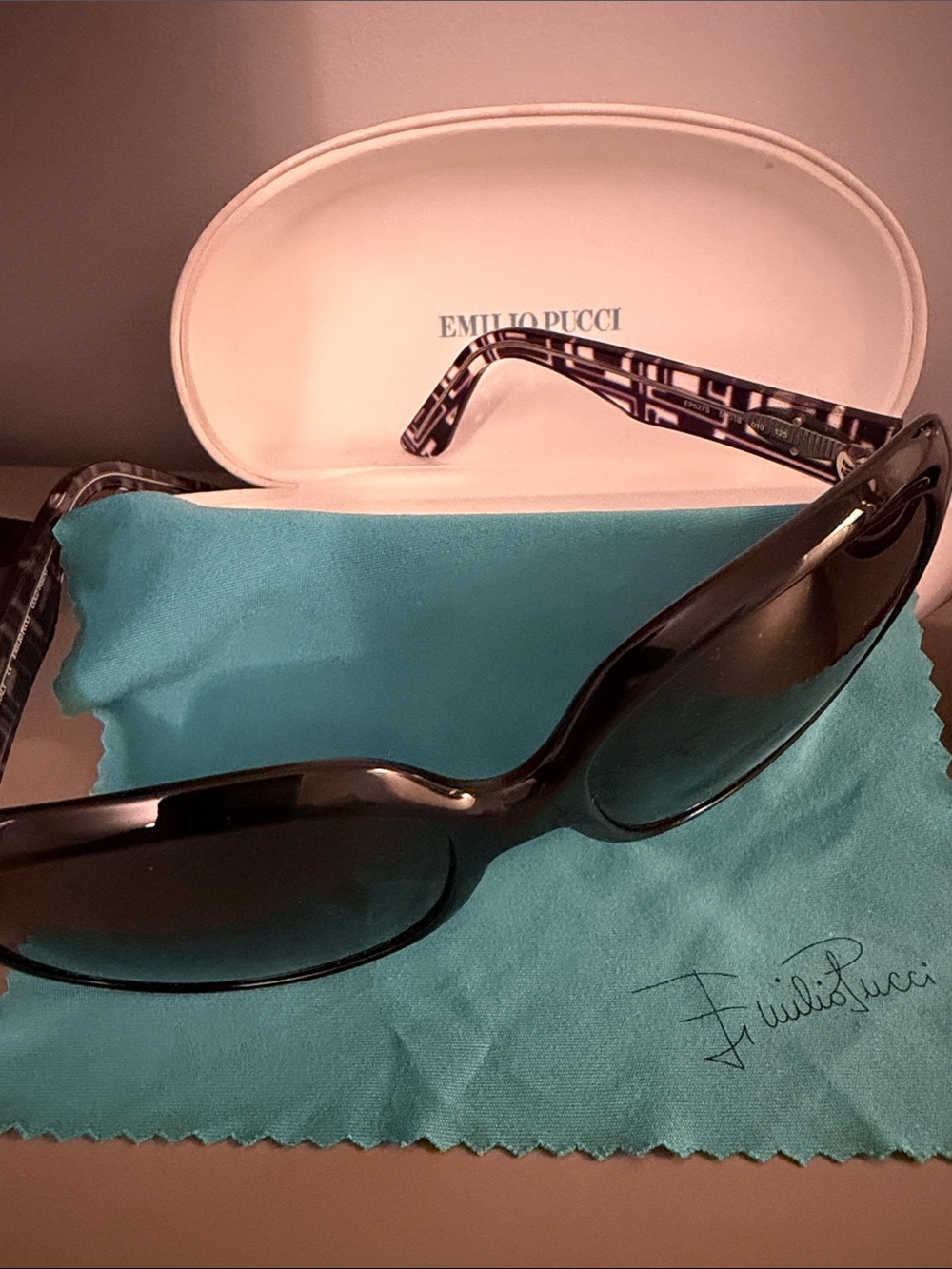 Emilio Pucci Black Women's Sunglasses with Patterned Temple